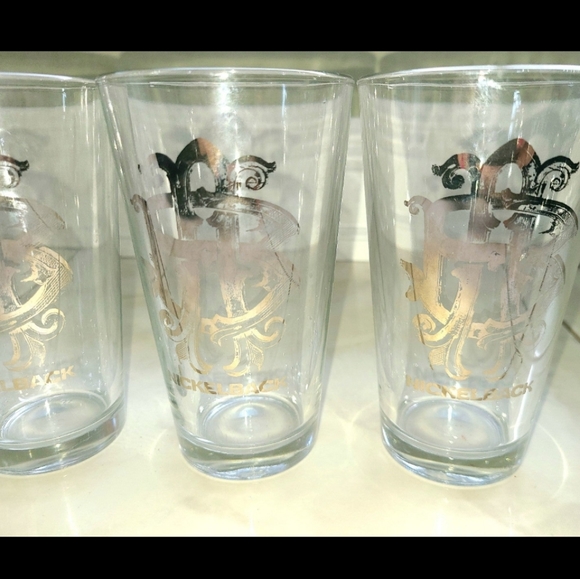 Nickelback Glass Drinking Glasses Tumbler Fan Exclusive x3 Limited Edition HTF - Picture 2 of 3